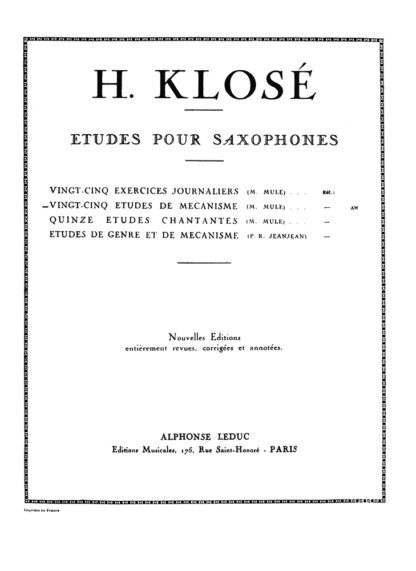 25 этюдов для саксофона. Hyacinthe Eleanore Klose